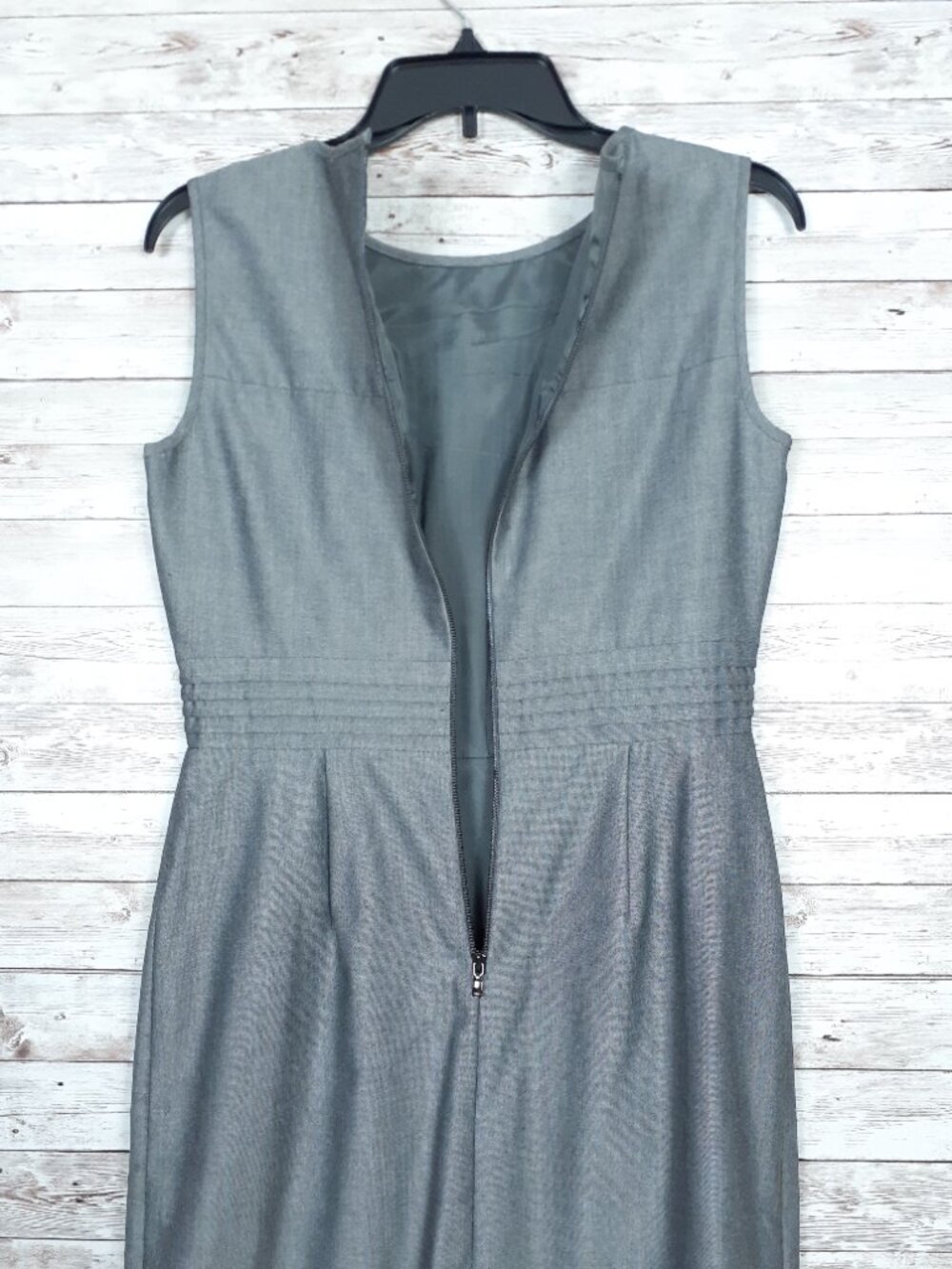 Tahari Arthur Levine Sleeveless Dress 6P Pleated Top Back Zip Career 937A - Picture 3 of 5